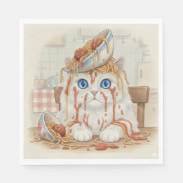 Servilleta De Papel Spaghetti Kitty, White, Napkins