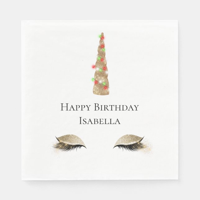 Servilleta De Papel Sparkle Gold Unicorn (Anverso)