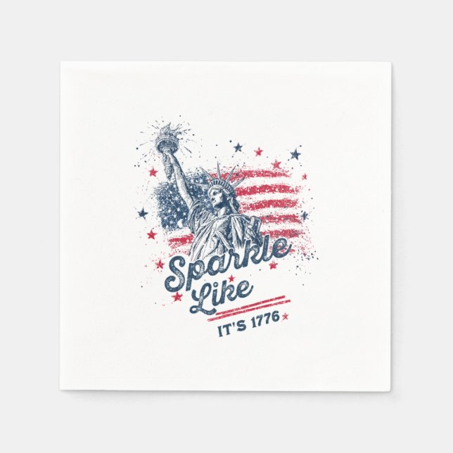 Servilleta De Papel Sparkle Like It's 1776, Patriotic Design, American (Anverso)