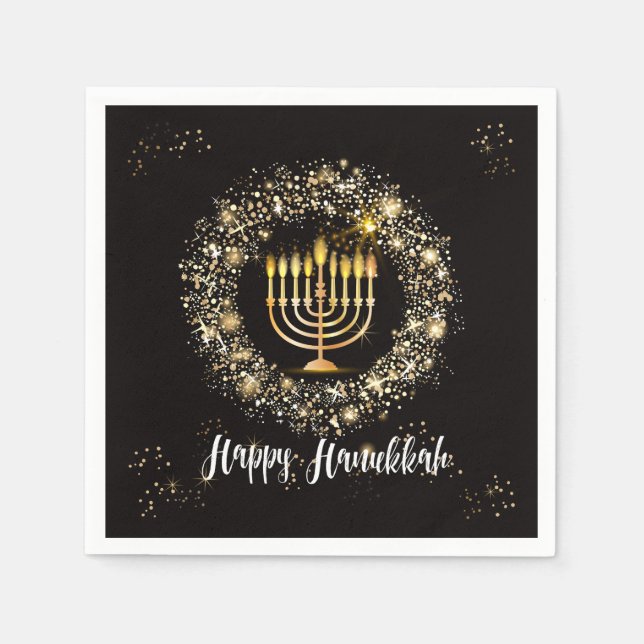 Servilleta De Papel Sparkle Menorah Hanukkah (Anverso)