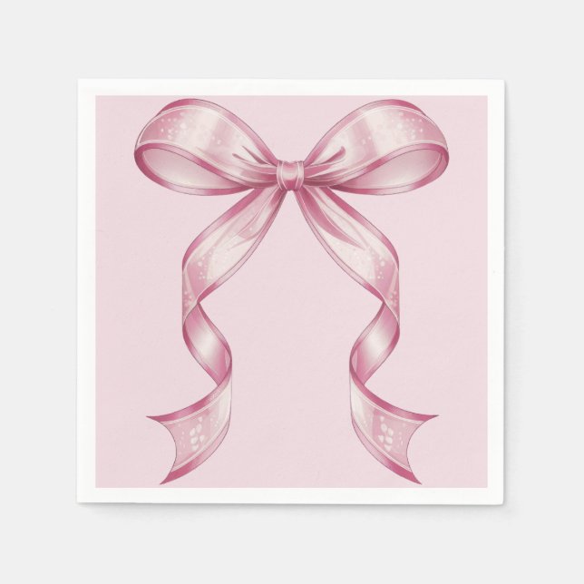 Servilleta De Papel Sparkle Pink Coquette Bow 1st (Anverso)