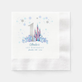 Servilleta De Papel Sparkle Silver Frozen Kingdom Castle 1º cumpleaños