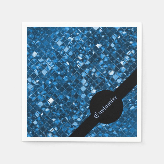 Servilleta De Papel Sparkling Blue Mosaic Pattern Napkins (Anverso)