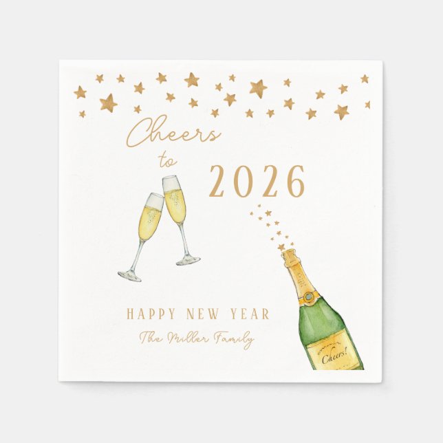 Servilleta De Papel Sparkling Champagne Cheers to New Year Party (Anverso)