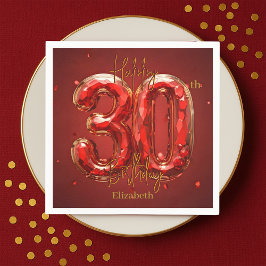 Servilleta De Papel Sparkling Gemstone Ruby and Gold 30th Birthday