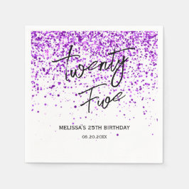 Servilleta De Papel Sparkling Purple Purpurina White Cualquier Cumplea