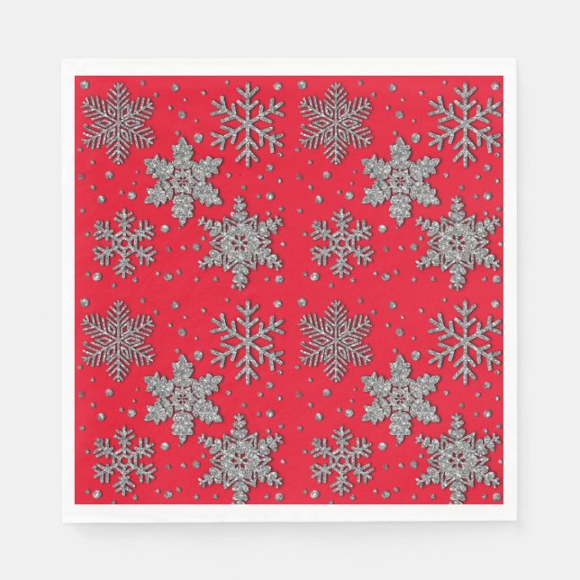 Servilleta De Papel Sparkling purpurina snowflakes (Anverso)