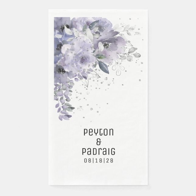 Servilleta De Papel Sparkling Silver Mauve Boda Long Dinner Napkins (Anverso)