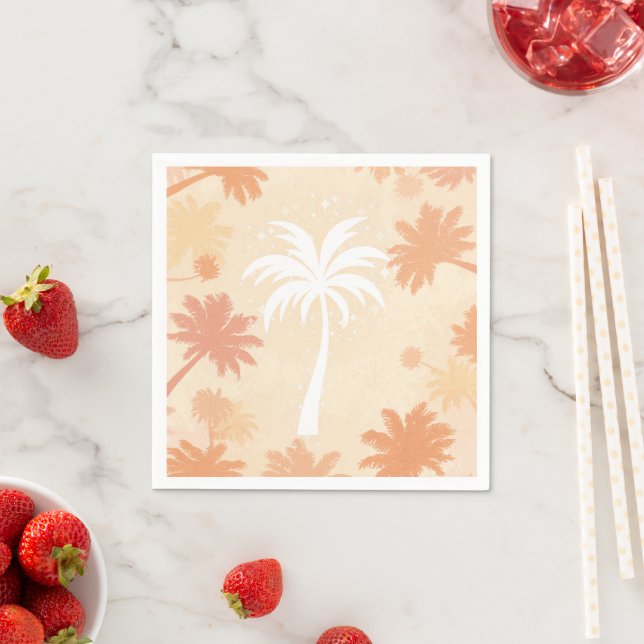 Servilleta De Papel Sparkling Tropical Palm Tree Silhouette (In situ)