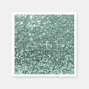 Servilleta De Papel Sparkly Aqua Mint Green Sequin Sparkly Purpurina