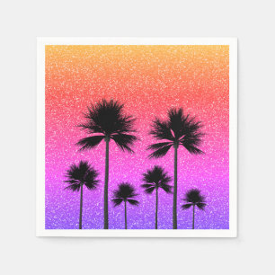 Servilleta De Papel Sparkly Palm Trees Gradiente Sunset