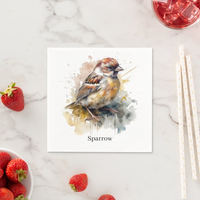 Servilleta De Papel Sparrow de acuarela rusa, personalizado (In situ)