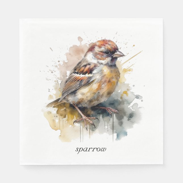Servilleta De Papel Sparrow de acuarela rusa, personalizado (Anverso)