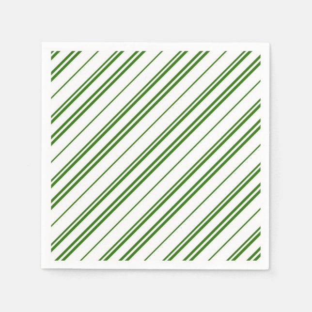 Servilleta De Papel Spearmint Candy Cane Christmas Stripes (Anverso)