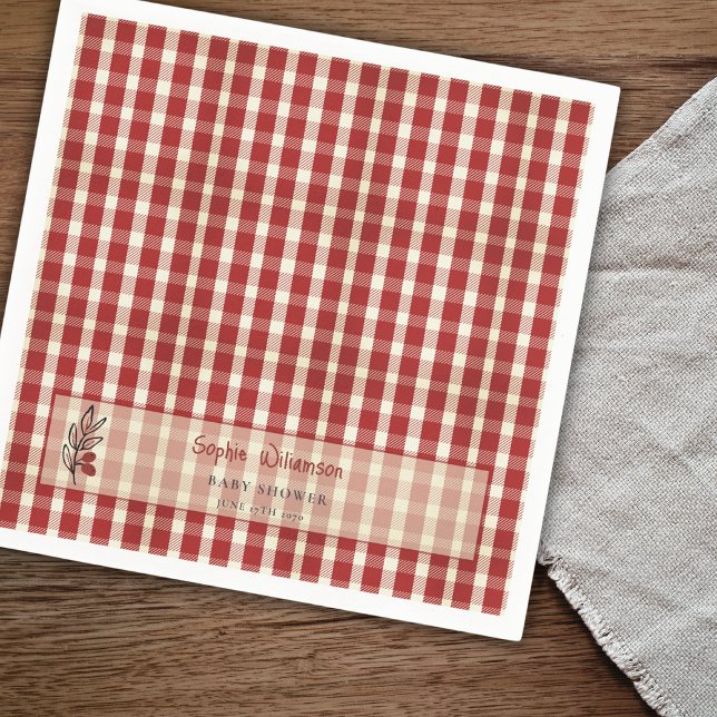 Servilleta De Papel Special Delivery Italian Red Plaid Baby Shower  (Subido por el creador)