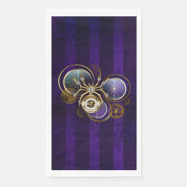 Servilleta De Papel Spider Steampunk sobre fondo morado (Anverso)