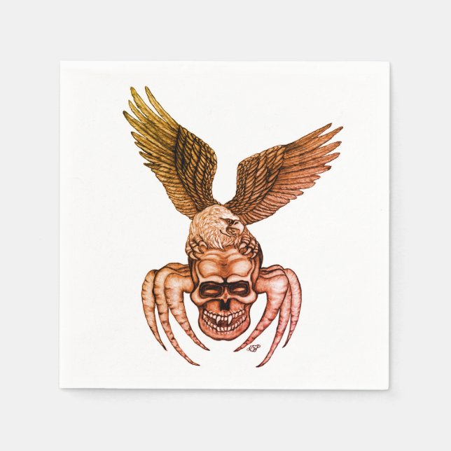 Servilleta De Papel Spiderskull con águila (Anverso)
