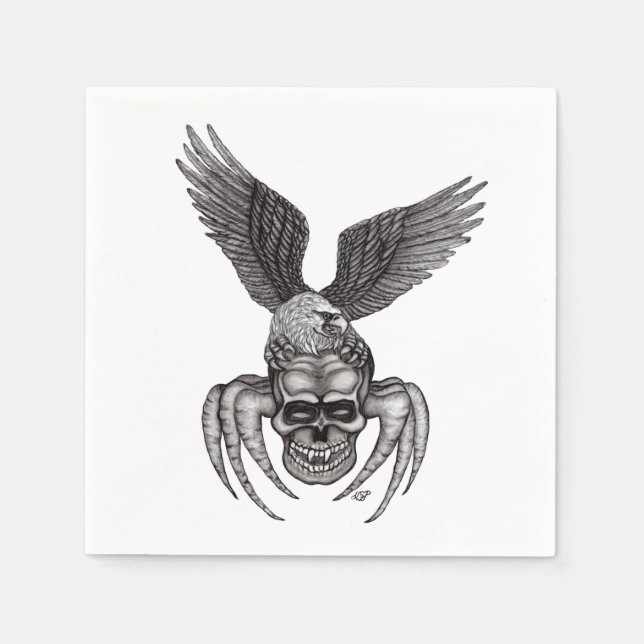Servilleta De Papel Spiderskull con águila (Anverso)