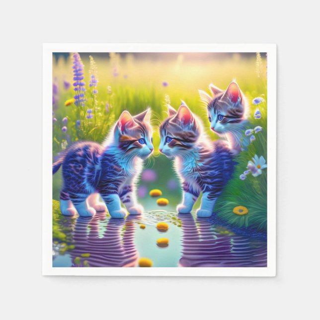 Servilleta De Papel Spielende Katzenkinder (Anverso)