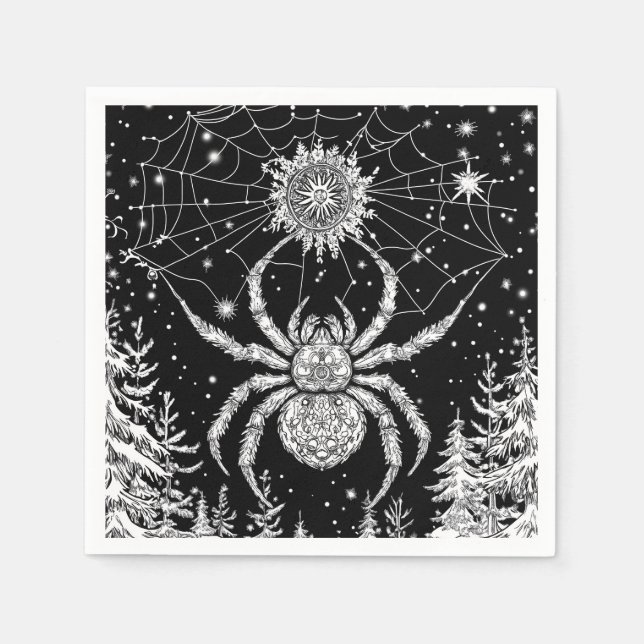 Servilleta De Papel Spinne mit Mandala im magischen Netz Sternenhimmel (Anverso)