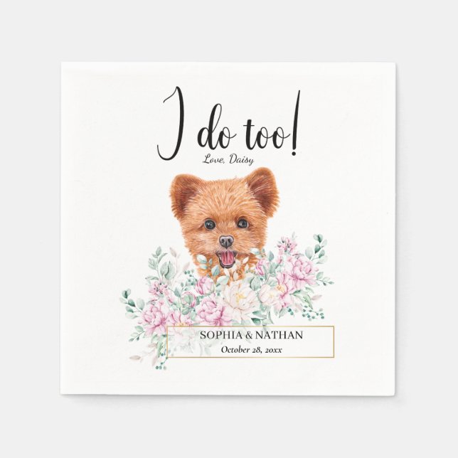 Servilleta De Papel Spitzpoo Dog Boda Cocktail Napkins (Anverso)