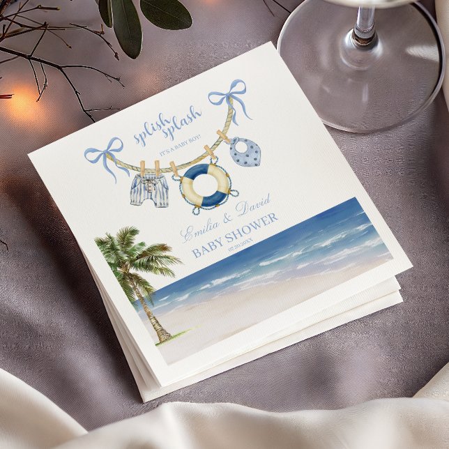 Servilleta De Papel Splish Splash Baby Boy Beach Baby Shower (Subido por el creador)