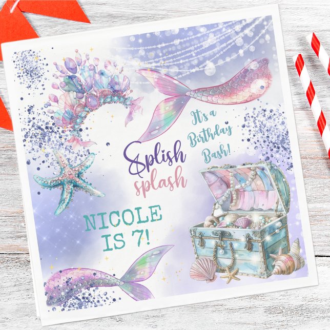 Servilleta De Papel Splish splash magia de la sirena cumpleaños bash (Subido por el creador)