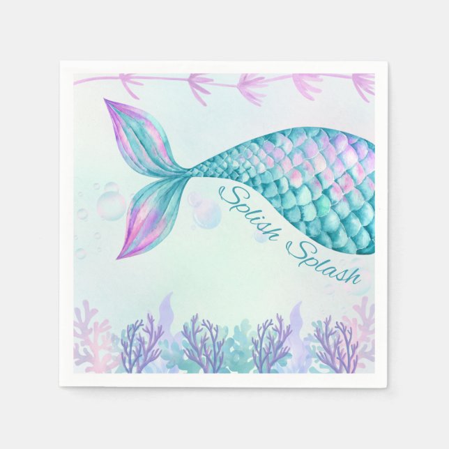 Servilleta De Papel Splish Splash Mermaid Bash Cocktail Napkin (Anverso)