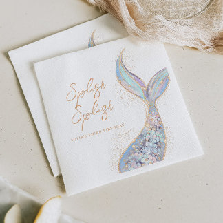 Servilleta De Papel Splish Splash Mermaid Cumpleaños