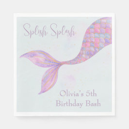 Servilleta De Papel Splish Splash Mermaid Napkins Cumpleaños