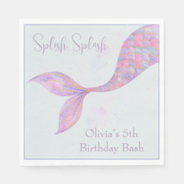 Servilleta De Papel Splish Splash Mermaid Napkins Cumpleaños