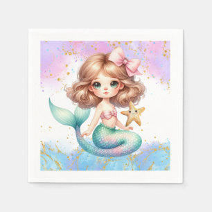 Servilleta De Papel Splish Splash Mermaid Plain Fiesta Napkins