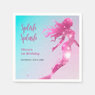 Servilleta De Papel Splish Splash Sirmaid Baby Girl Primer cumpleaños