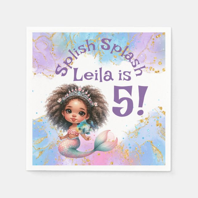Servilleta De Papel Splish Splash Sirmaid Fiestas Napkins (Anverso)