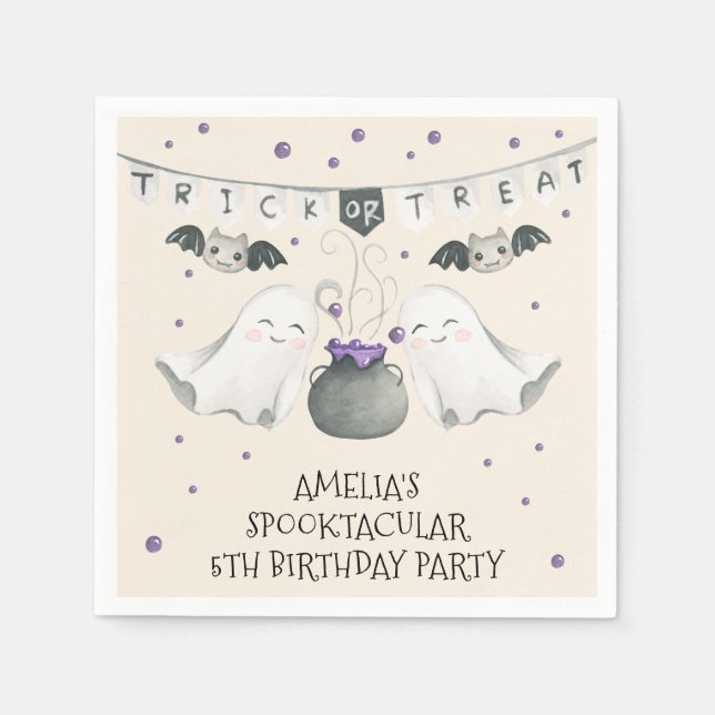 Servilleta De Papel Spooktacular Halloween Ghost Birday Party Napkin (Anverso)
