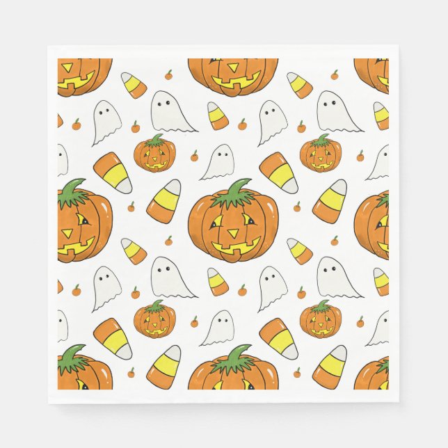 Servilleta De Papel Spooky Cute Halloween Pumpkin Paper Napkins (Anverso)