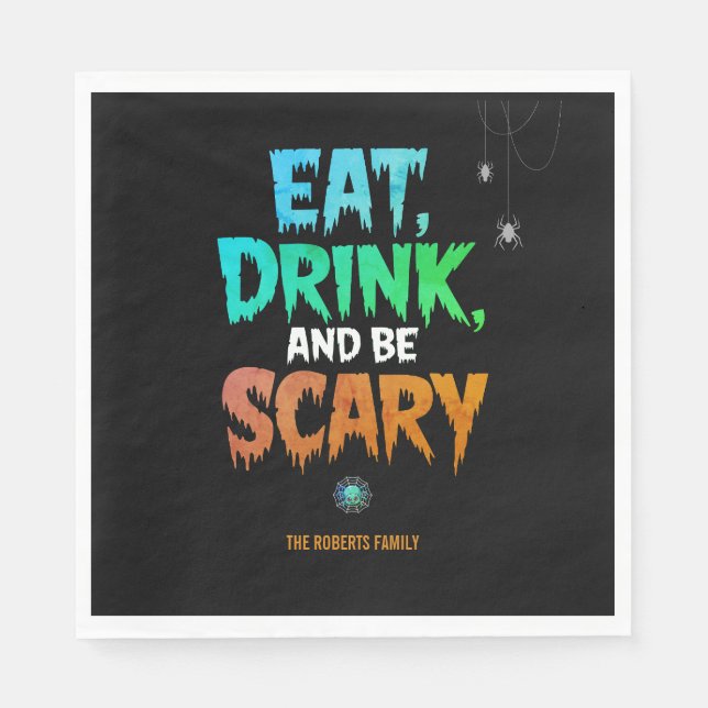 Servilleta De Papel Spooky 'Eat Drink and Be Scary' Halloween Party (Anverso)