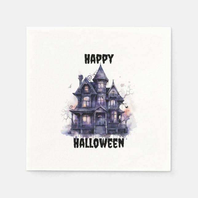 Servilleta De Papel Spooky House Happy Halloween Fiesta (Anverso)