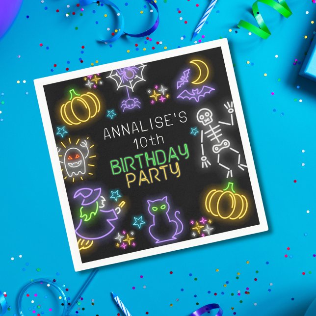 Servilleta De Papel Spooky Neon Any Age Halloween Birday (Subido por el creador)