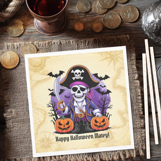 Servilleta De Papel Spooky Skeleton Pirate Halloween (Subido por el creador)