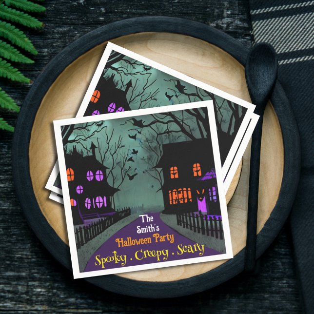 Servilleta De Papel Spooky Street Personalizado Text Halloween (Subido por el creador)