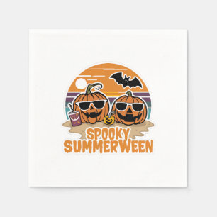 Servilleta De Papel Spooky Summerween - calabazas en la playa
