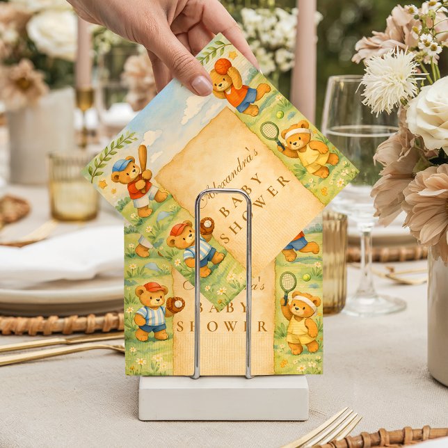 Servilleta De Papel Sports Teddy Bear Baby Shower (Subido por el creador)