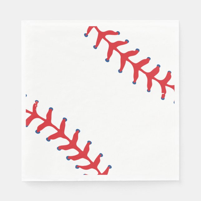 Servilleta De Papel Sporty-Baseball Classic Red & White Sports Themed (Anverso)