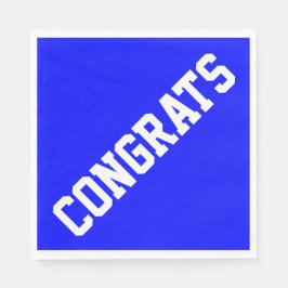 Servilleta De Papel Sporty CONGRATS Text On Bright Royal Blue 