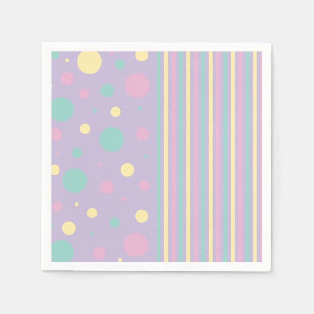 Servilleta De Papel Spots and Stripes - Rosa, Amarillo, Púrpura, Verde (Anverso)