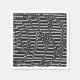 Servilleta De Papel Spots y Stripes 2 en blanco sobre negro