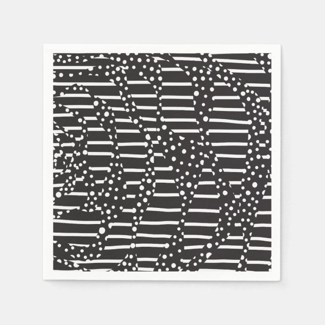 Servilleta De Papel Spots y Stripes 2 en blanco sobre negro (Anverso)