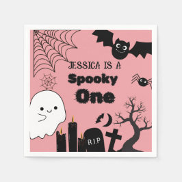 Servilleta De Papel Sppoky rosa de Halloween Primera fiesta de cumplea