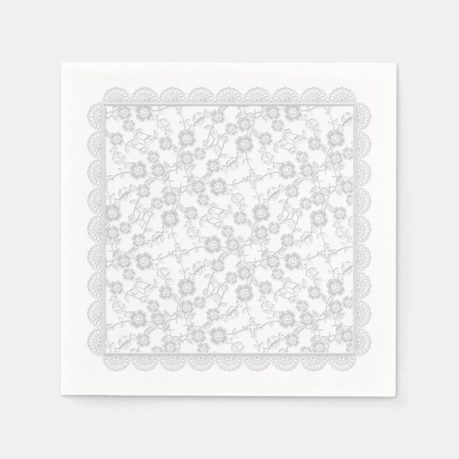 Servilleta De Papel Spray floral, NAPKINS, FIESTA Lace-Bridal DE PAPEL (Anverso)